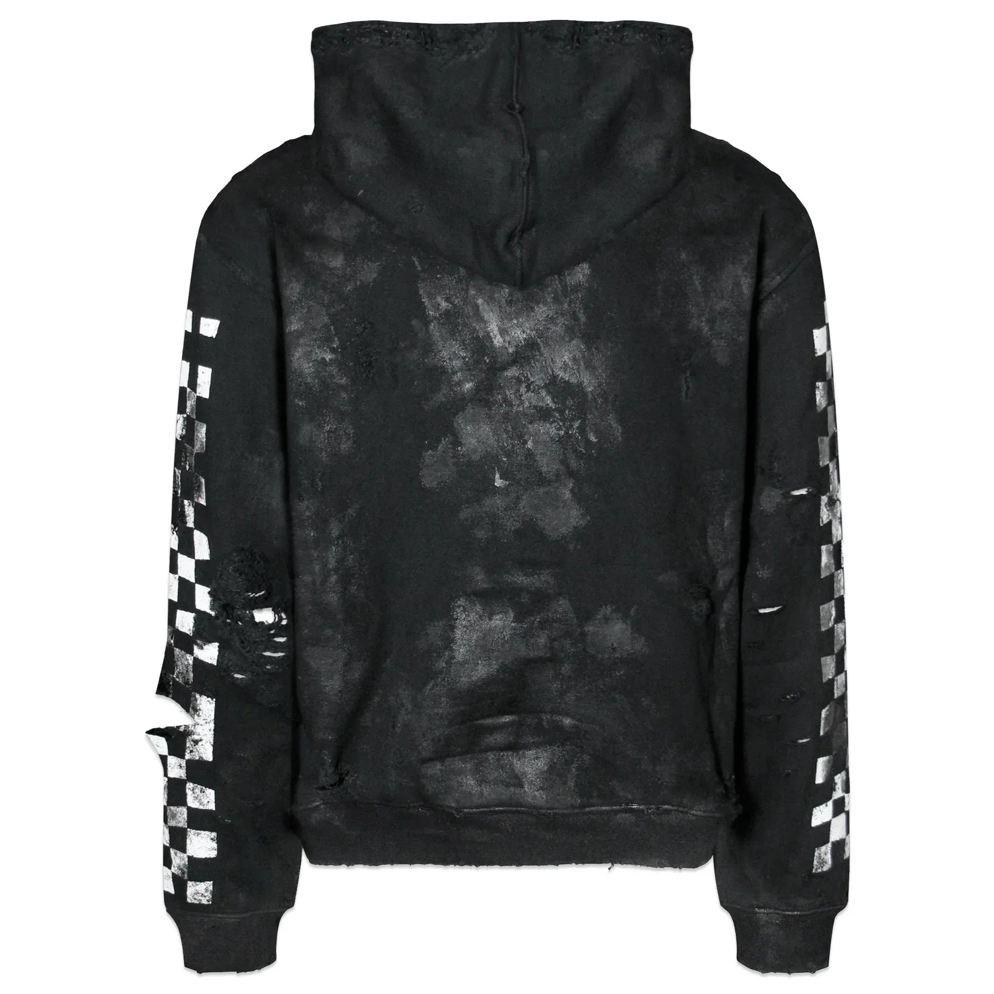 Distressed Coated Checkerboard Hoodie - EMOstanceclub - VENTURER