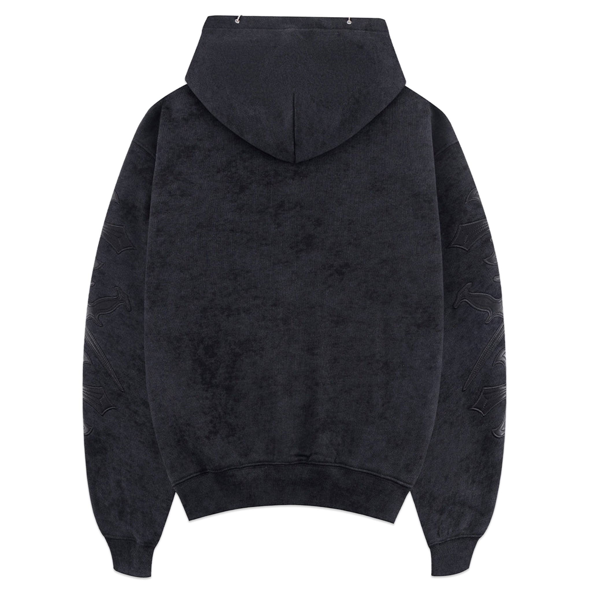 Dagger Cross Leather Patch Zip Hoodie