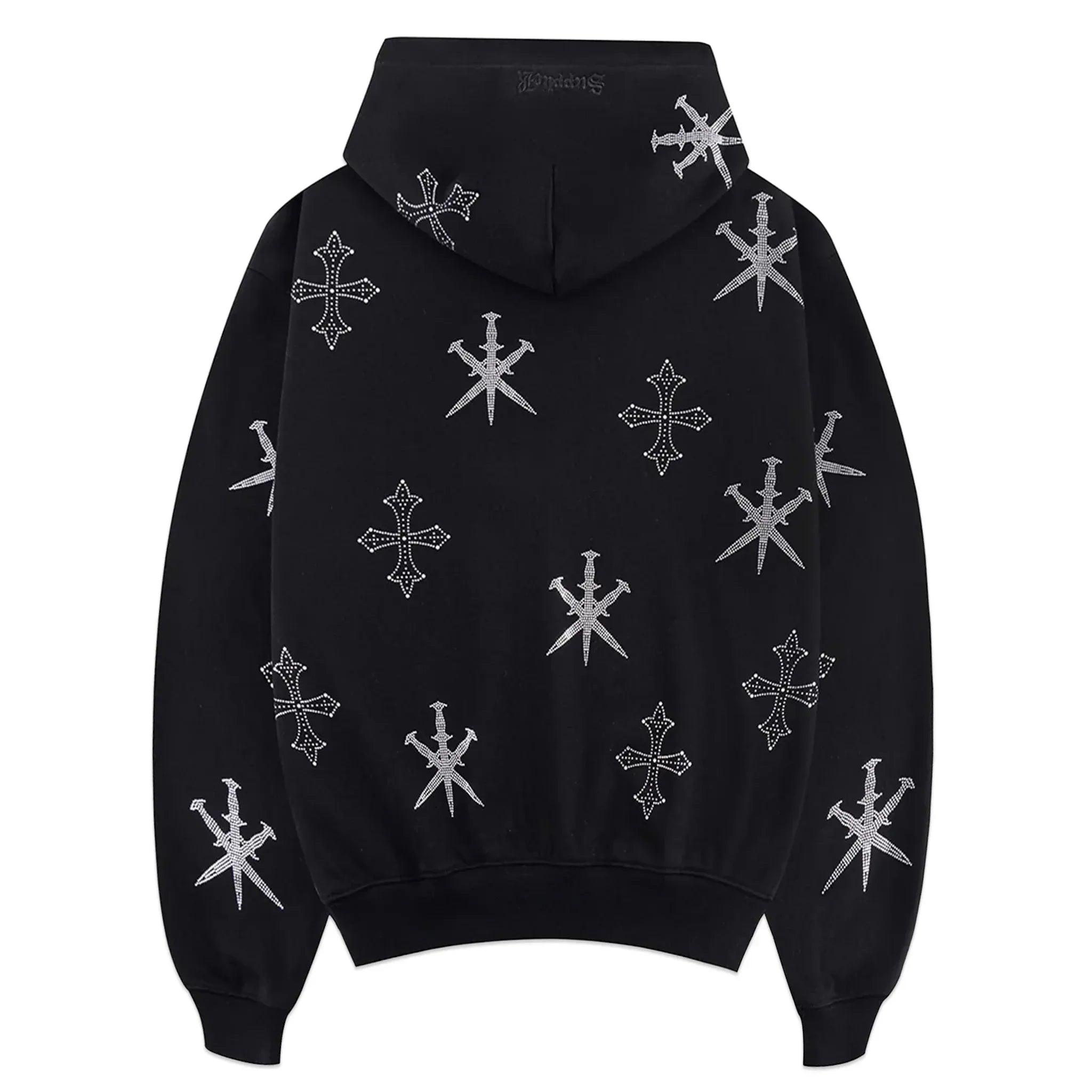 Dagger Cross Rhinestone Zip Hoodie - UNKNOWN LONDON - VENTURER