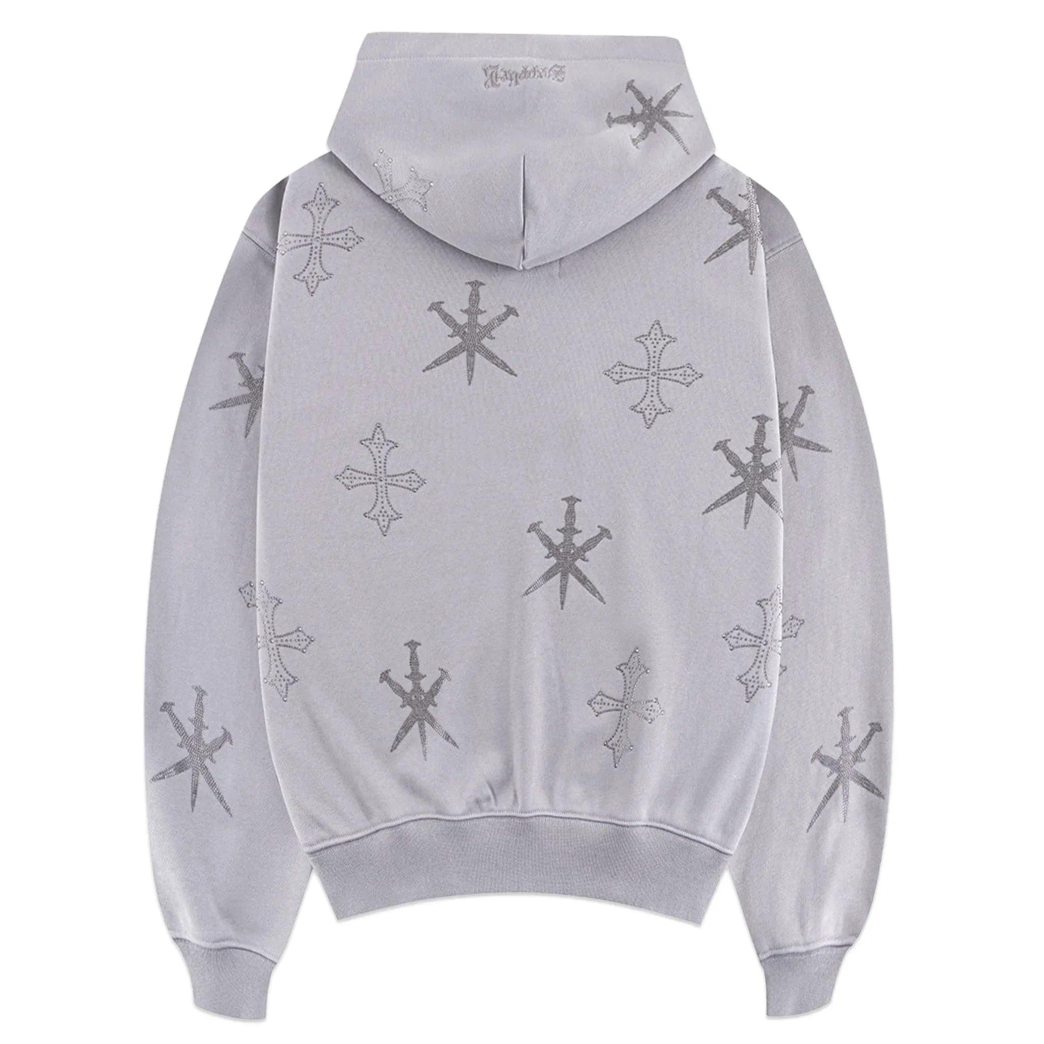 Dagger Cross Rhinestone Zip Hoodie - UNKNOWN LONDON - VENTURER