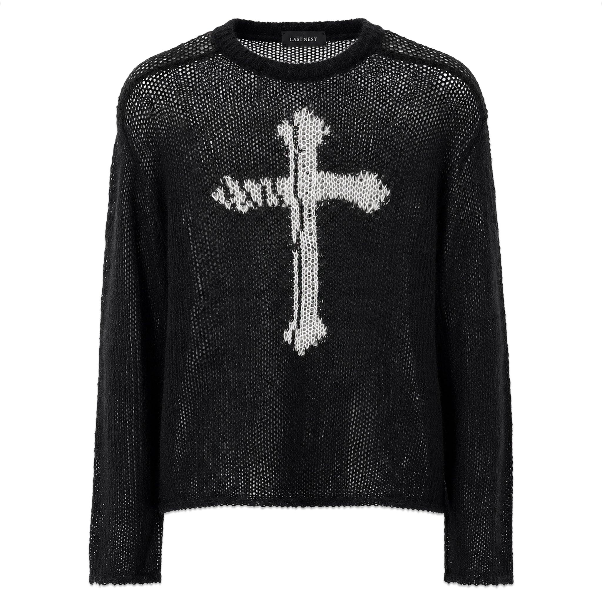 Cross See-through Knit Sweater