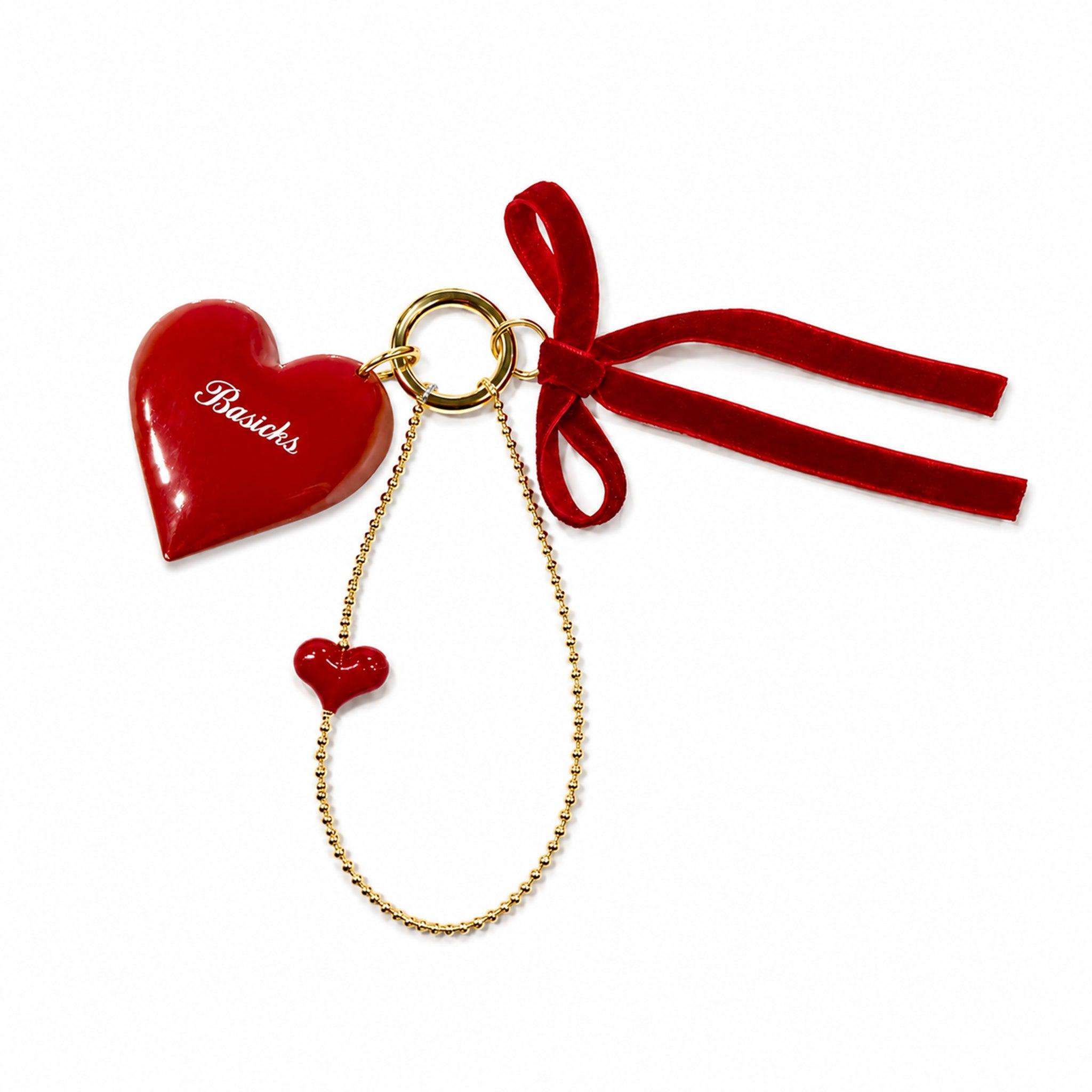 Stud Heart Key Charm