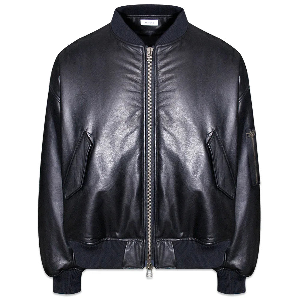 Cow Leather Bomber Jacket - BASICKS - VENTURER