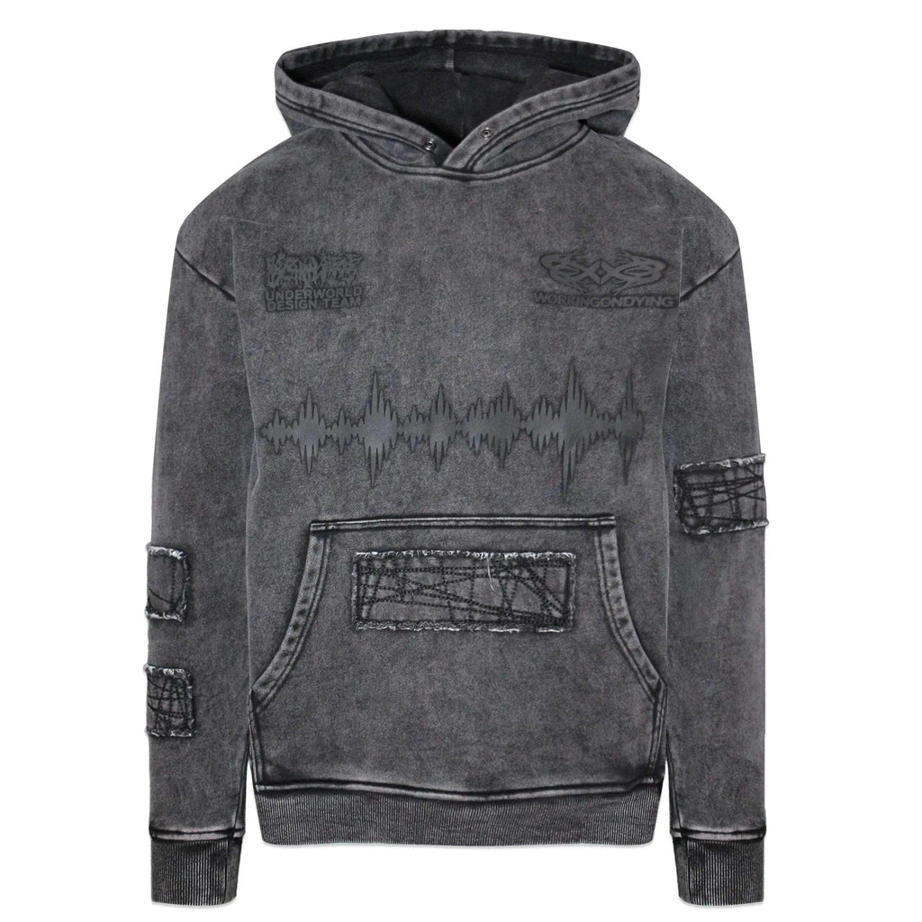 RECKLESS SCHOLARS Product Page - WOD Stonewash Patch Hoodie 