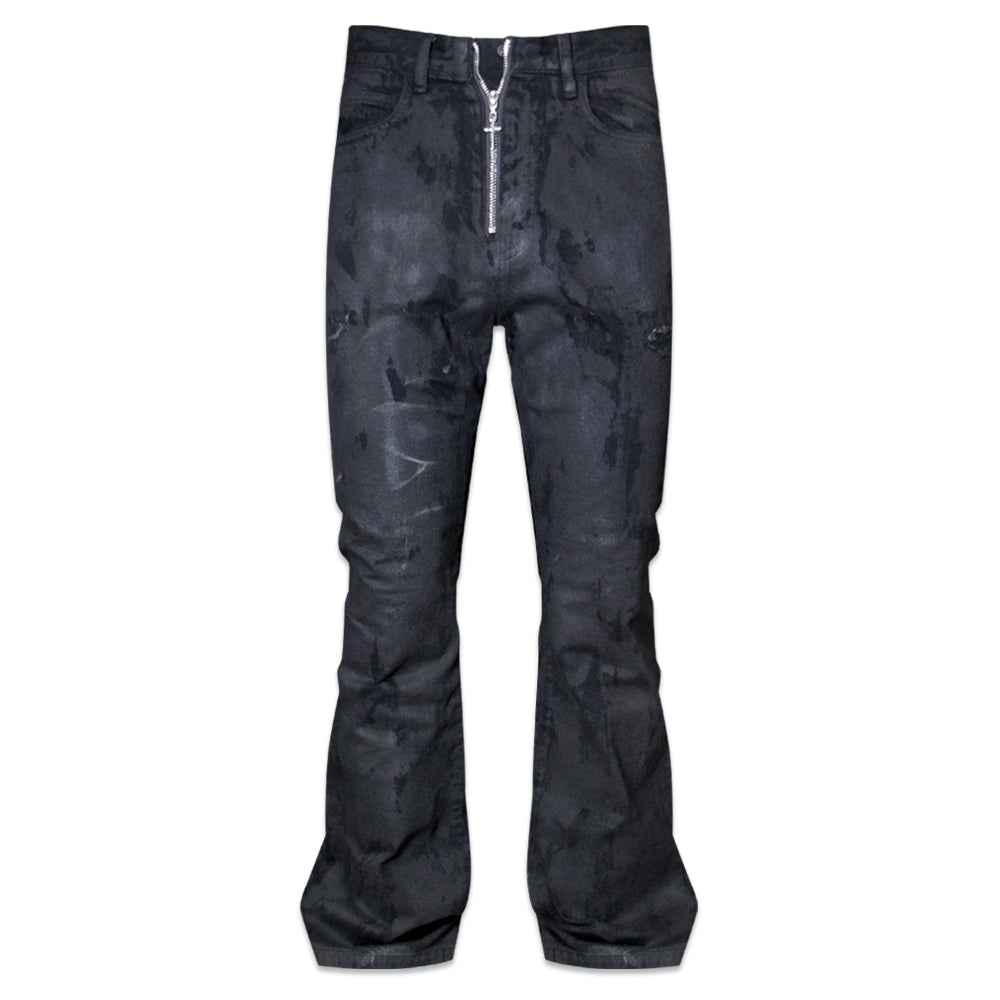 Coating Denim Flare Pants