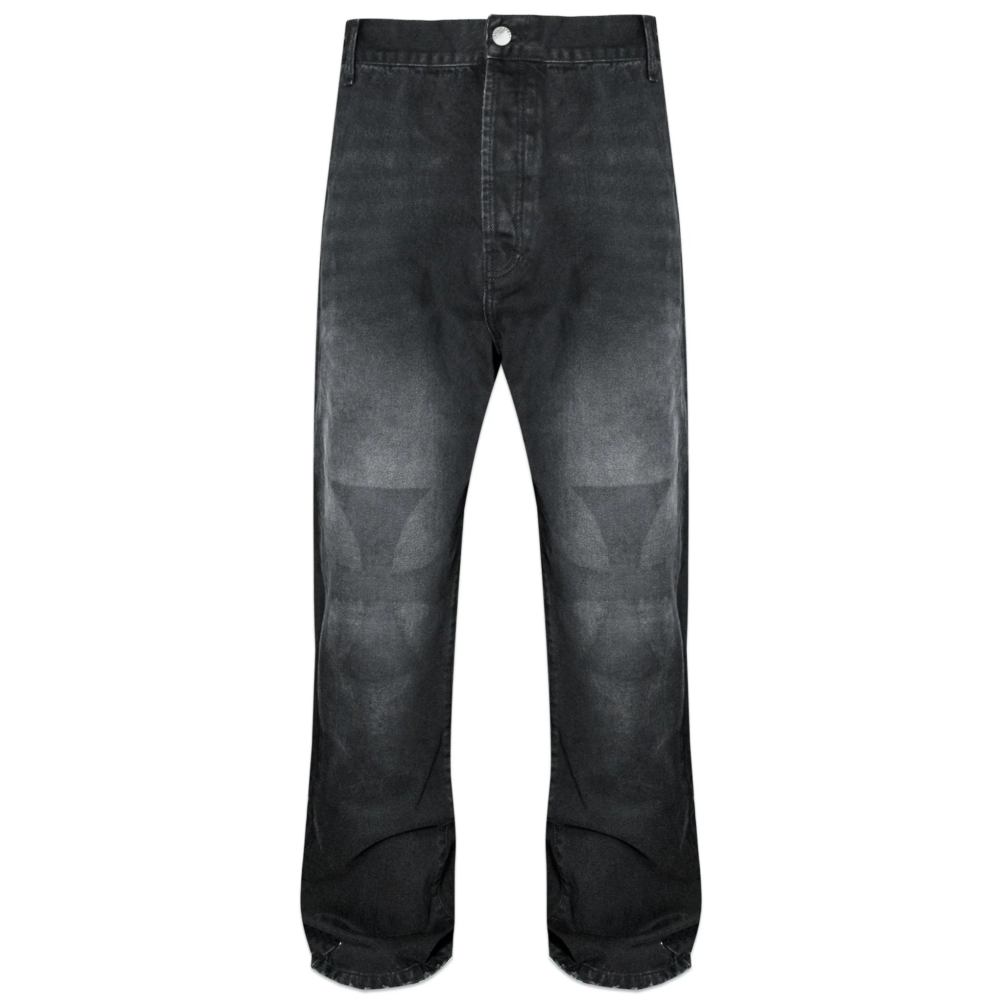 ASKYURSELF - Cross Patch Baggy Jeans - Washed-Black - VENTURER