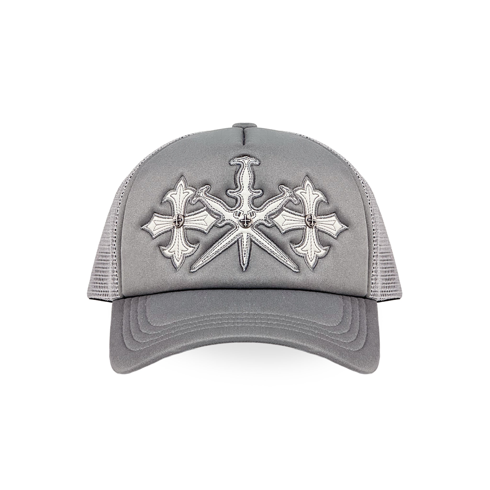Dagger Cross Leather Patch Mesh Cap