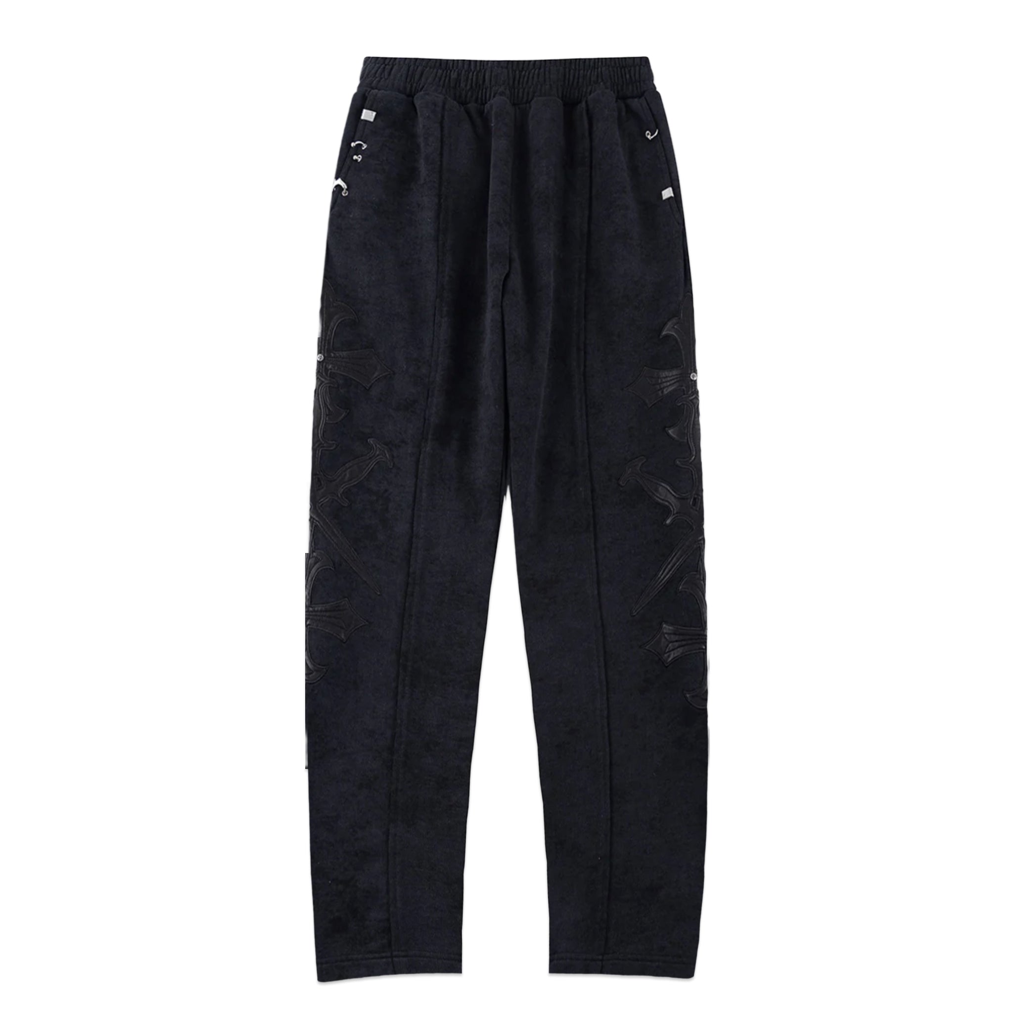 Dagger Cross Leather Patch Baggy Jogger Pants