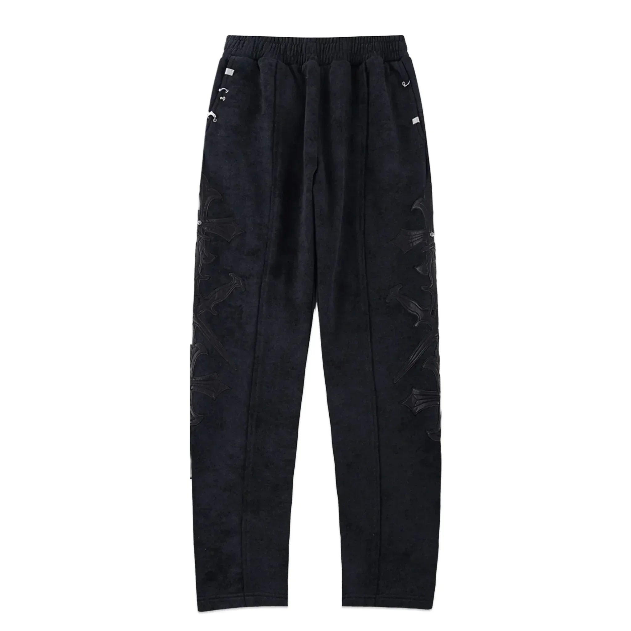 Dagger Cross Leather Patch Baggy Jogger Pants - UNKNOWN LONDON - VENTURER
