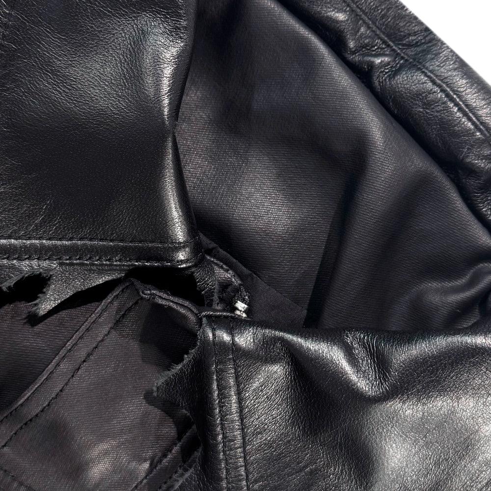 Lambskin Coated Denim Mixed Long Coat - BLR BLUER - VENTURER