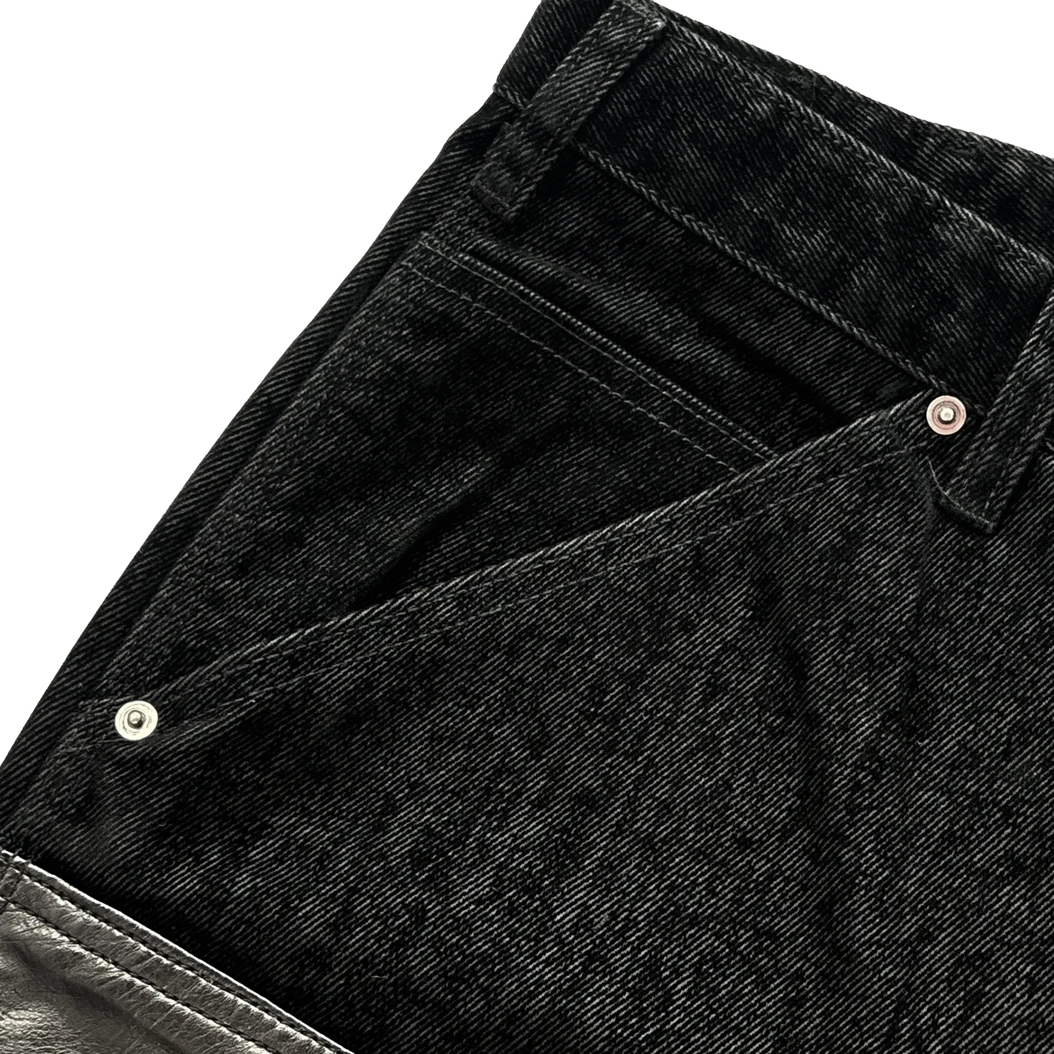 Velvet Leather Panel Baggy Carpenter Jeans - EMOstanceclub - VENTURER
