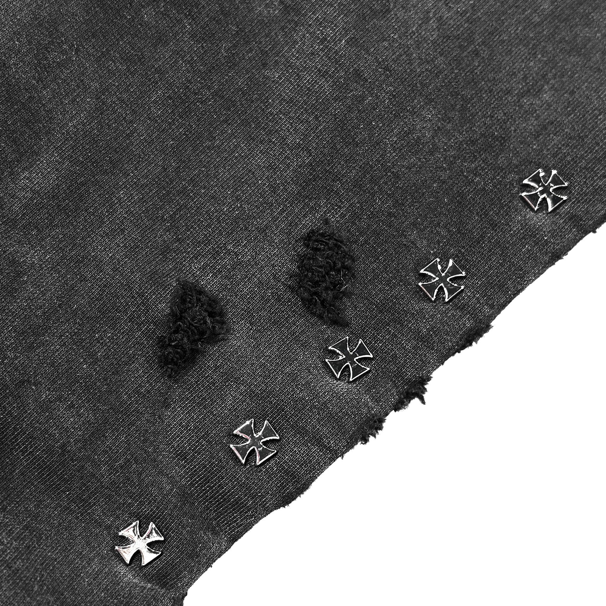 Cross Studded Destroyer Zip Hoodie