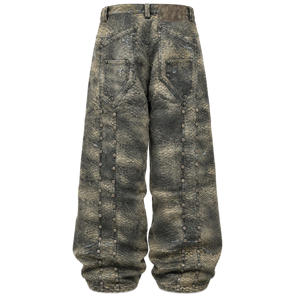 Kelsey Waxed Distressed Baggy Denims with Studs