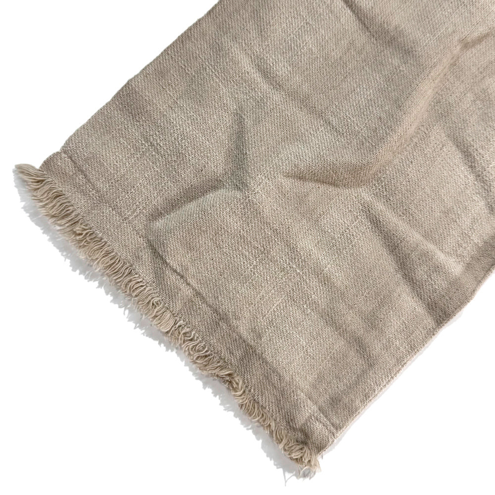 Dyed Raw-edged Hoodie with Linen Muffler