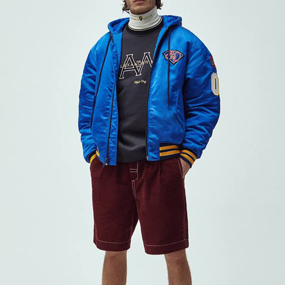 Athletic Patch Hooded Bomber
