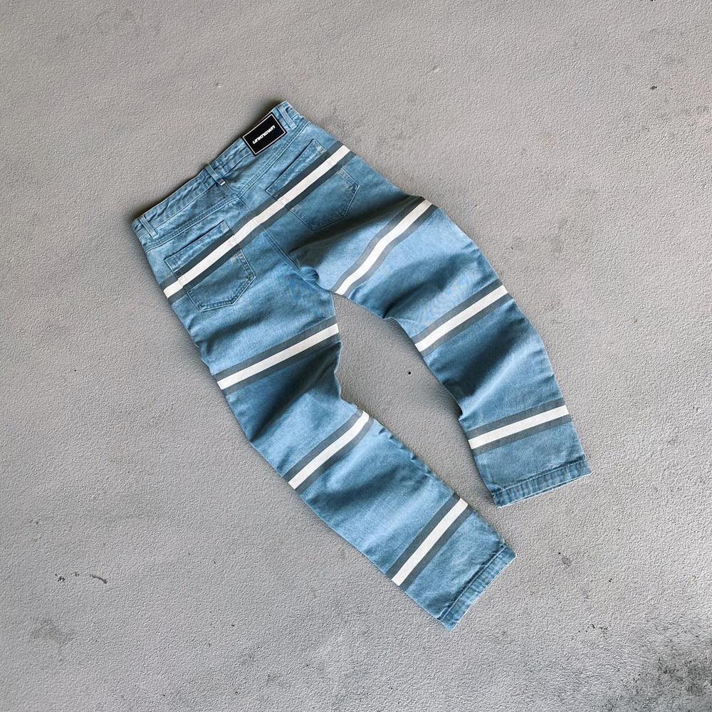 Striped Denim Jeans - UNKNOWN LONDON - VENTURER