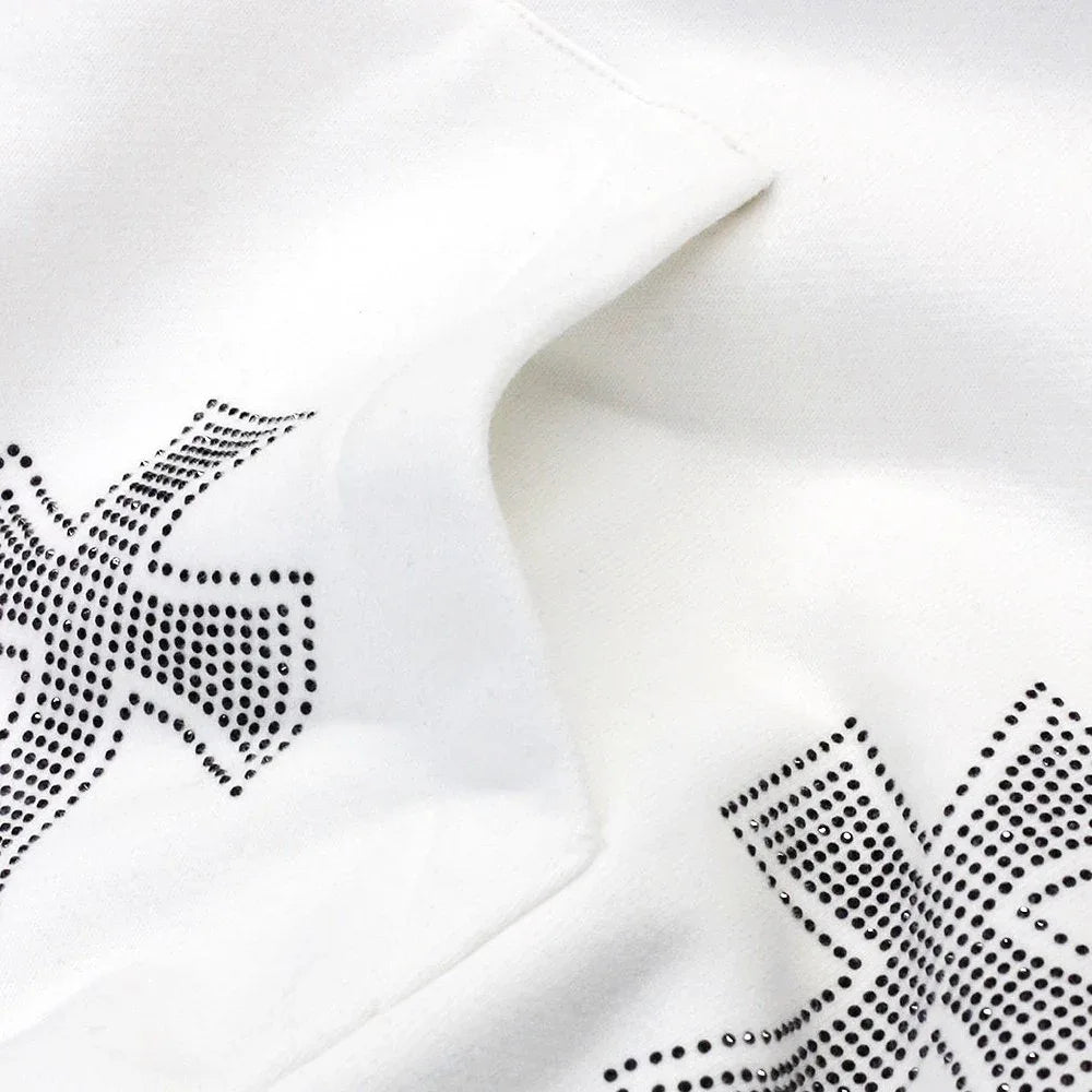 Cross Rhinestone Zip Up Hoodie - UNKNOWN LONDON - VENTURER