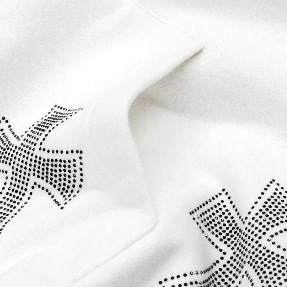 Cross Rhinestone Zip Up Hoodie - UNKNOWN LONDON - VENTURER