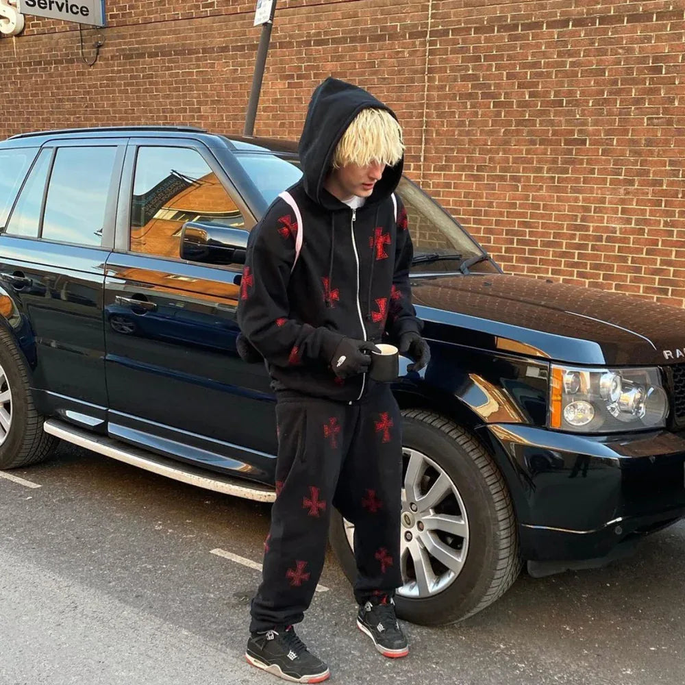 Cross Rhinestone Joggers - UNKNOWN LONDON - VENTURER