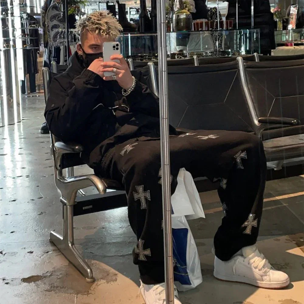 Cross Rhinestone Zip Up Hoodie - UNKNOWN LONDON - VENTURER