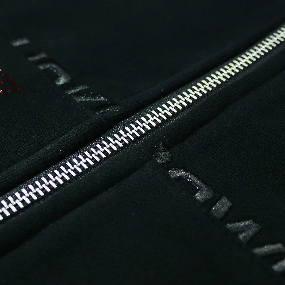 Cross Rhinestone Zip Up Hoodie - UNKNOWN LONDON - VENTURER