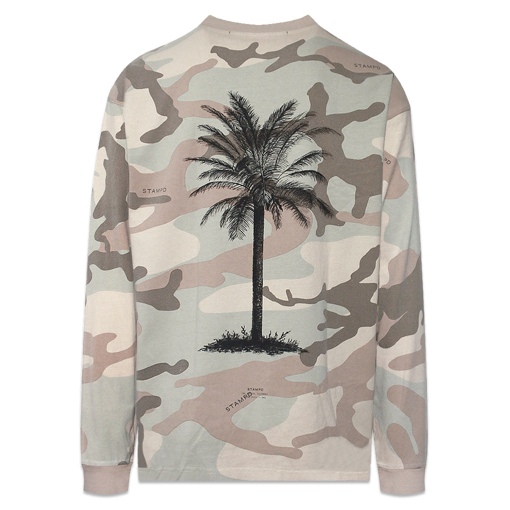 Camo Palm Relaxed Ls Tee