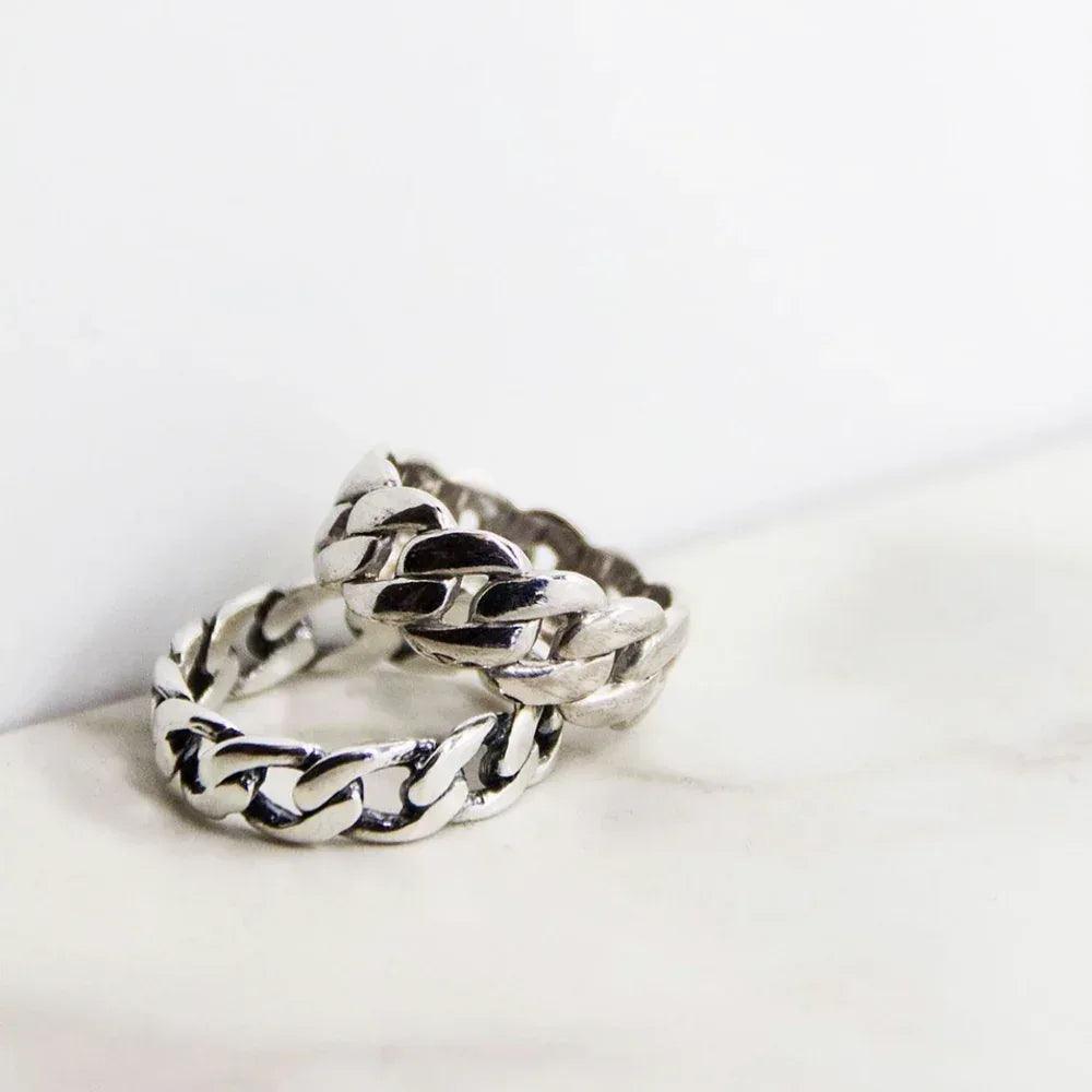 Oxidized Cuban Ring - THE SILVER STONE - VENTURER