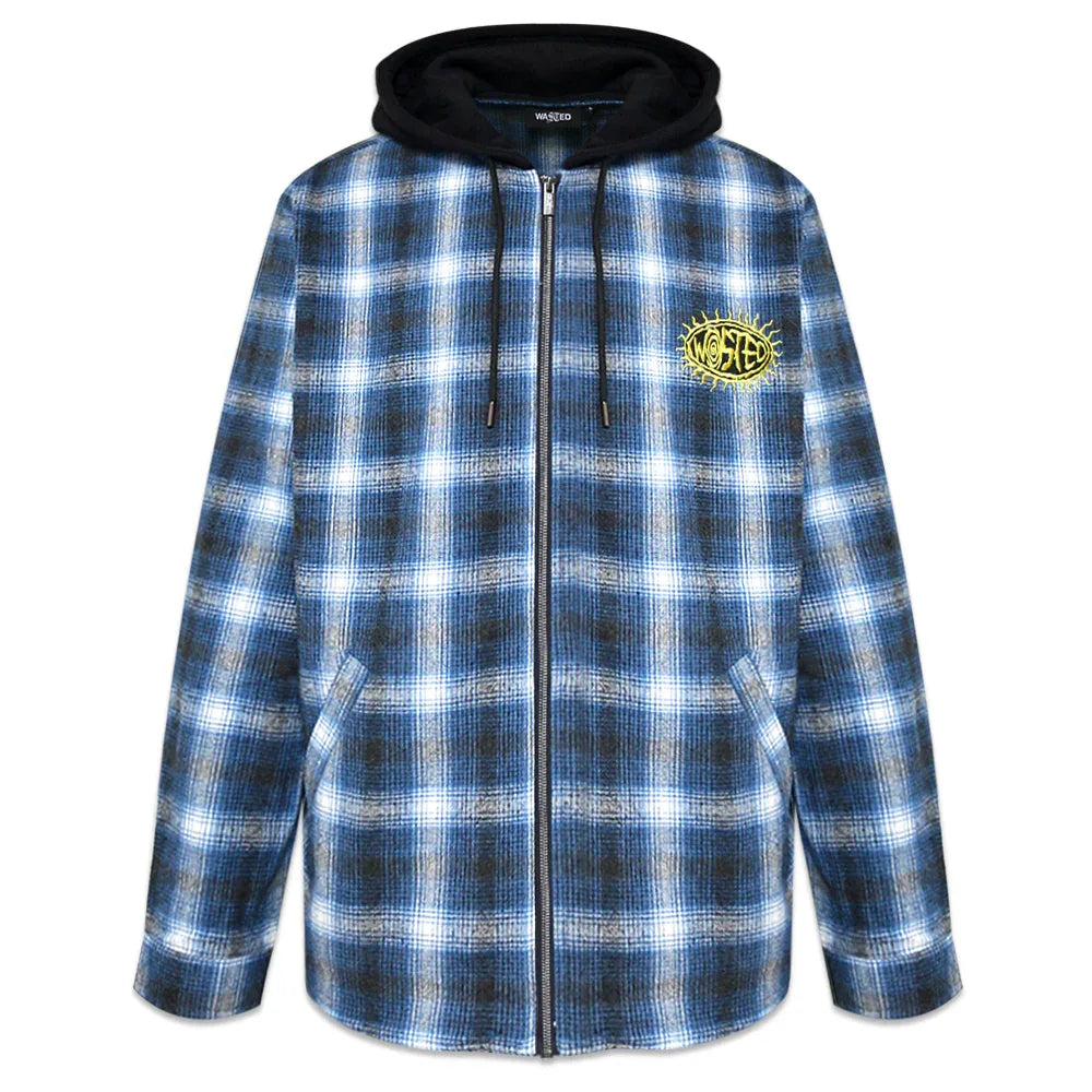 Shadow Plaid Love Hooded Shirt - WASTED PARIS - VENTURER