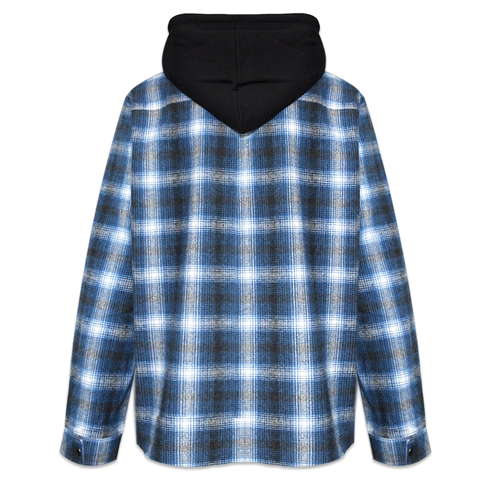Shadow Plaid Love Hooded Shirt