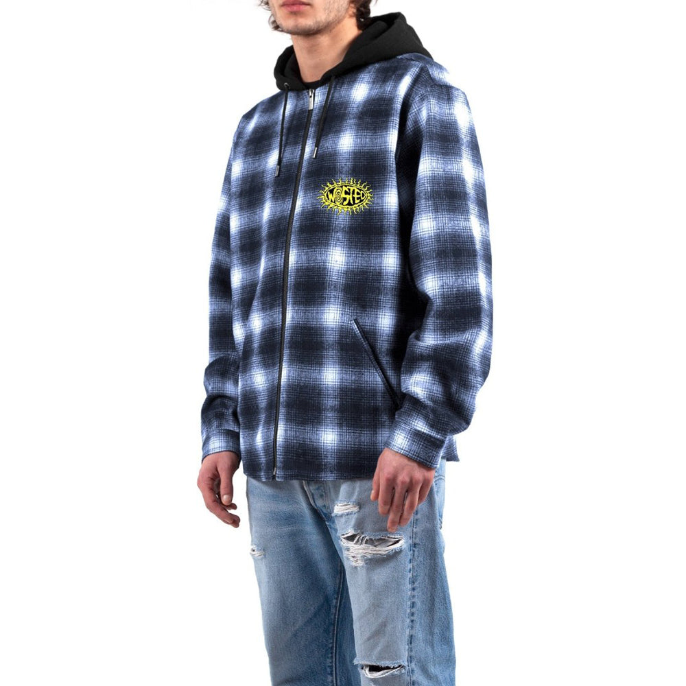 Shadow Plaid Love Hooded Shirt