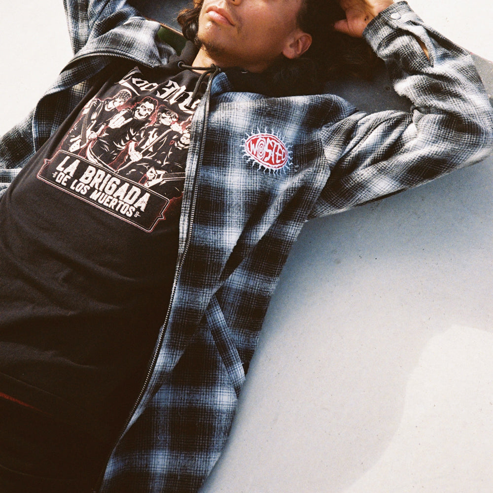 Shadow Plaid Love Hooded Shirt