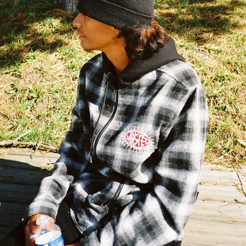 Shadow Plaid Love Hooded Shirt - WASTED PARIS - VENTURER