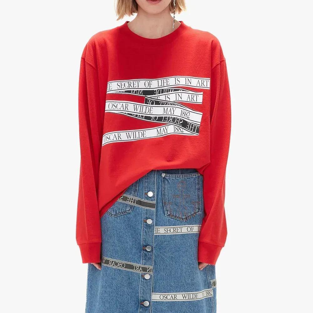 OW Quote Tape Long Sleeve T-Shirt - JW ANDERSON - VENTURER