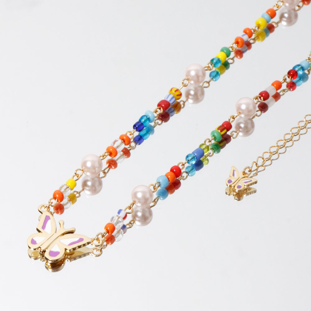 Exclusive Rainbow Beads Angel Necklace