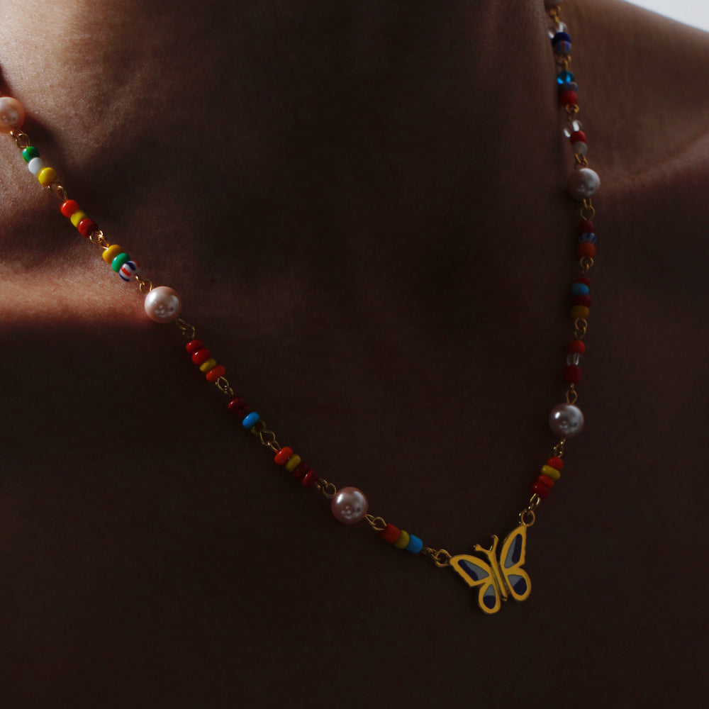 Exclusive Rainbow Beads Angel Necklace