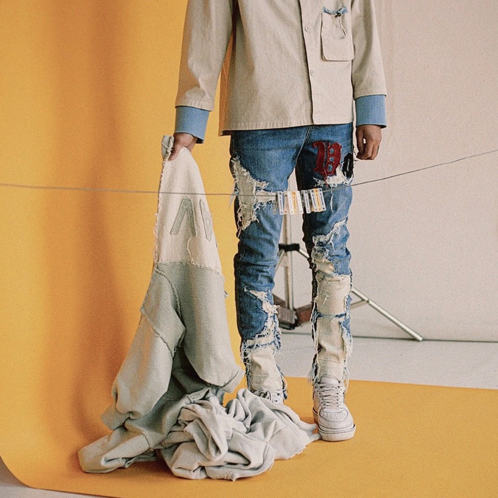 Bull Denim Panel Crewneck - VAL. KRISTOPHER - VENTURER