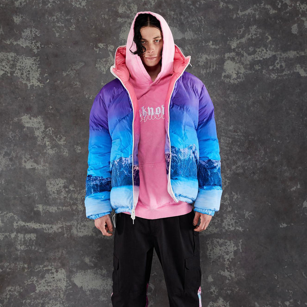 Mountain Scenery Reversible Puffer Jacket