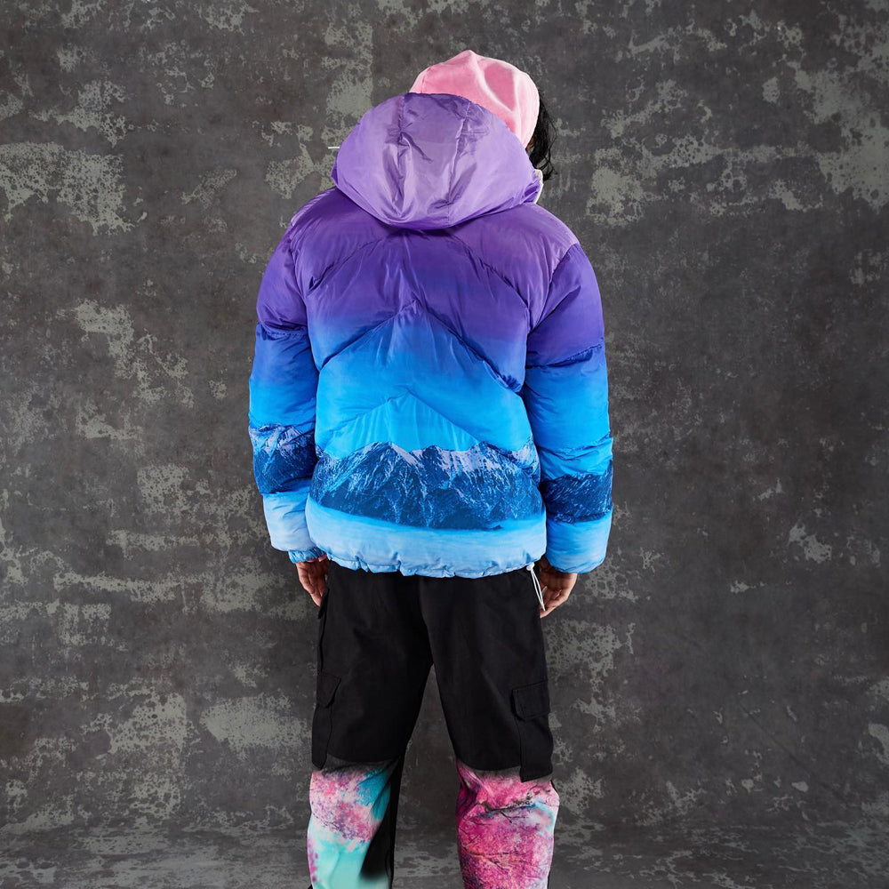 Mountain Scenery Reversible Puffer Jacket