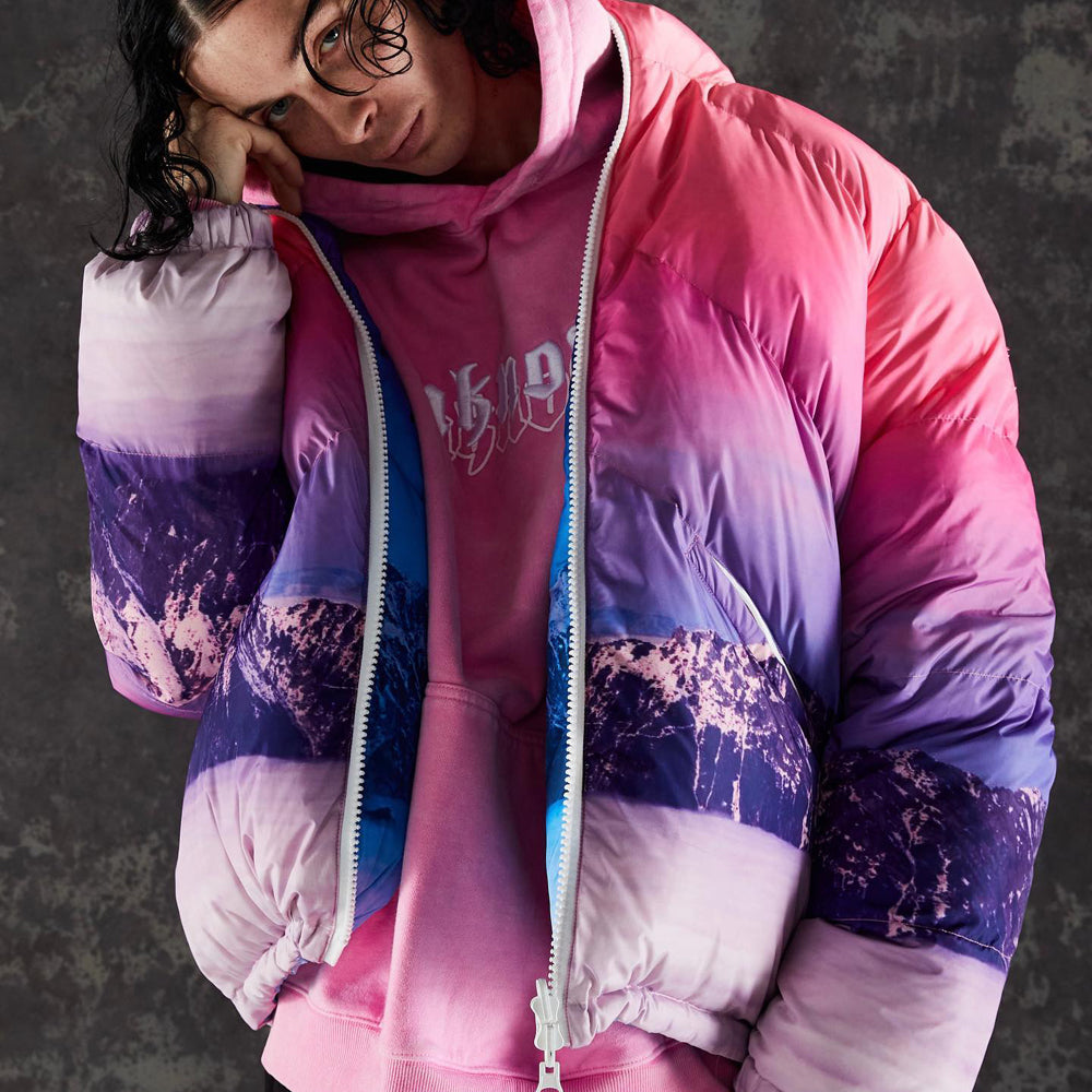 Mountain Scenery Reversible Puffer Jacket