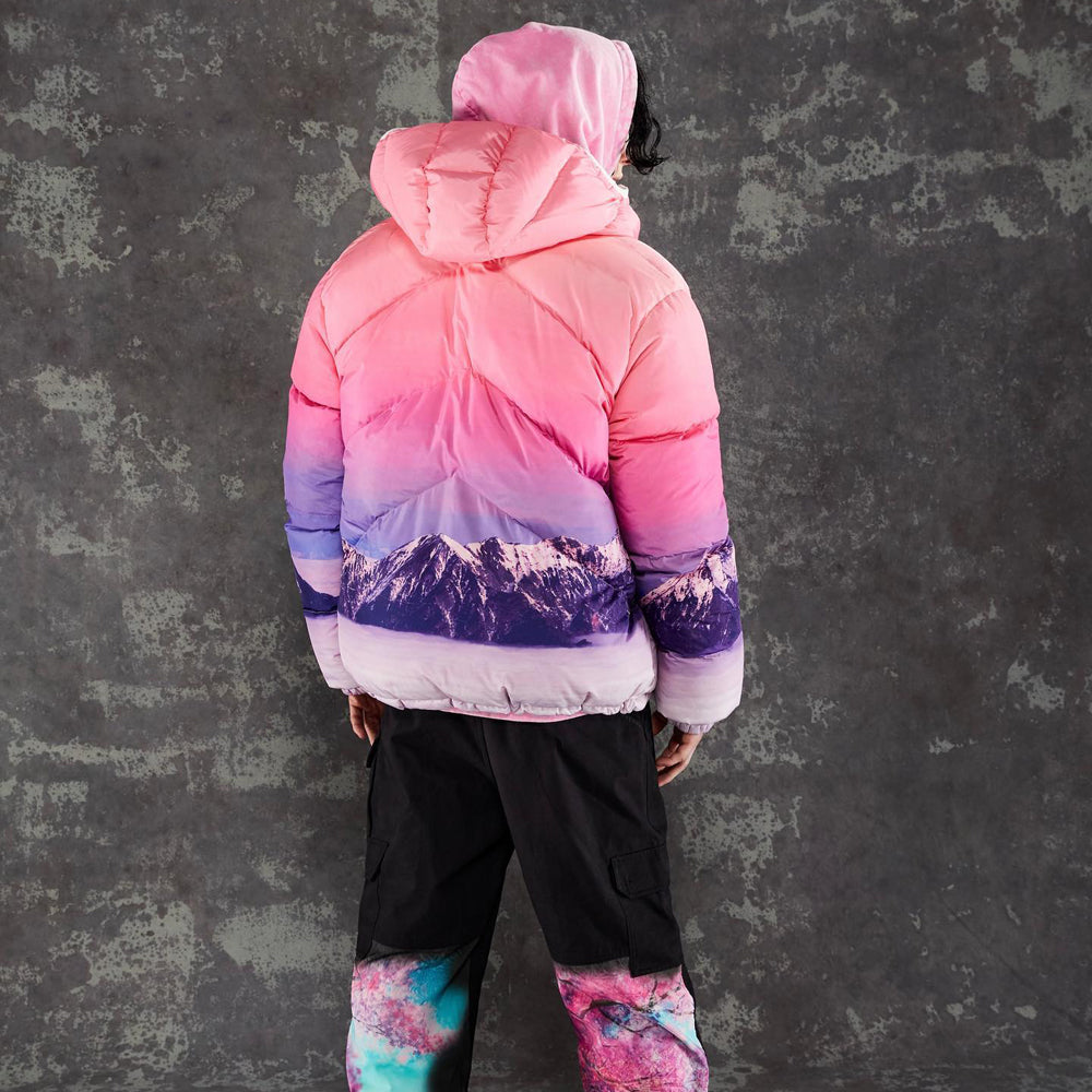 Mountain Scenery Reversible Puffer Jacket