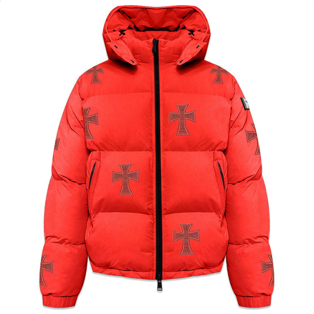 Cross Rhinestone Puffer Jacket