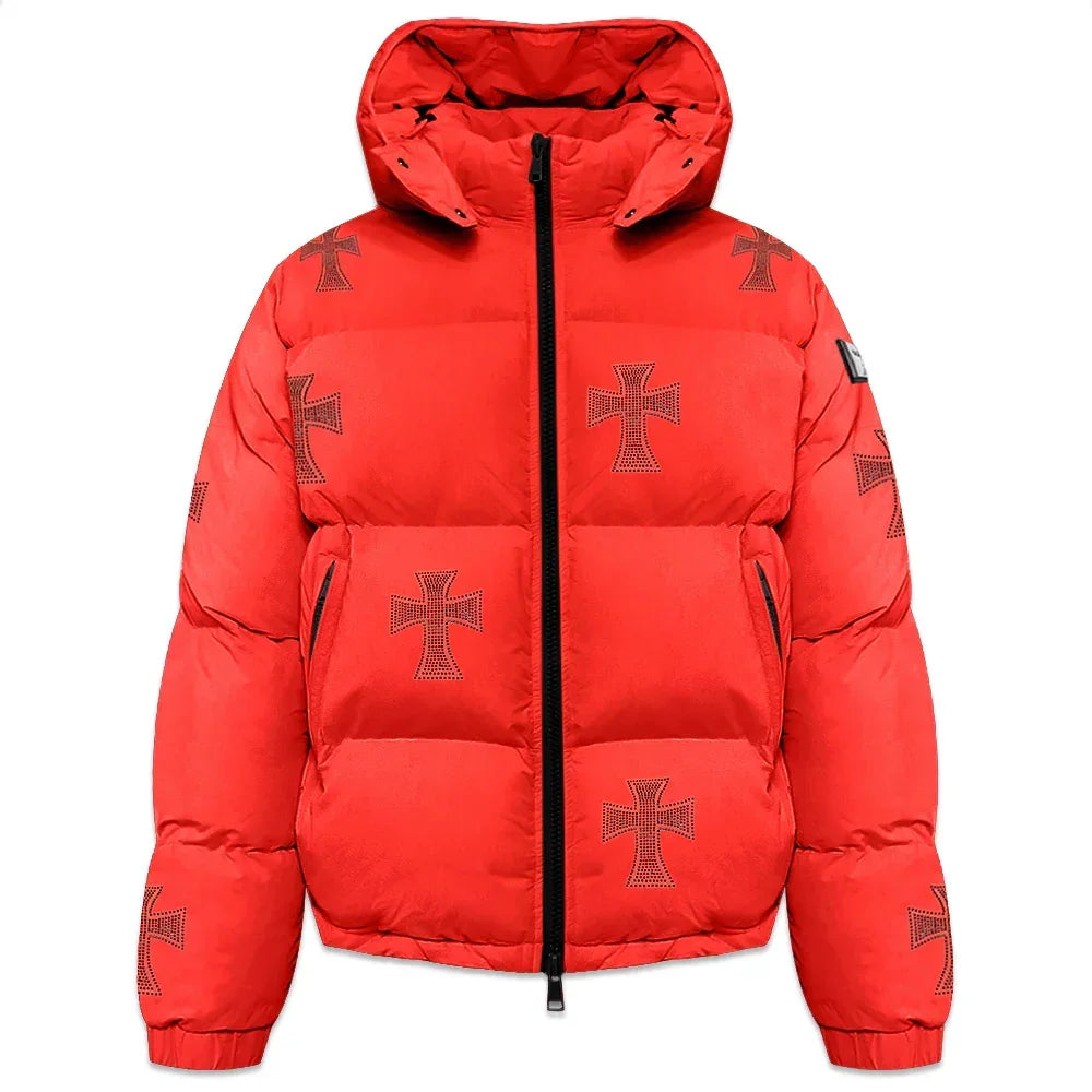 Cross Rhinestone Puffer Jacket - UNKNOWN LONDON - VENTURER