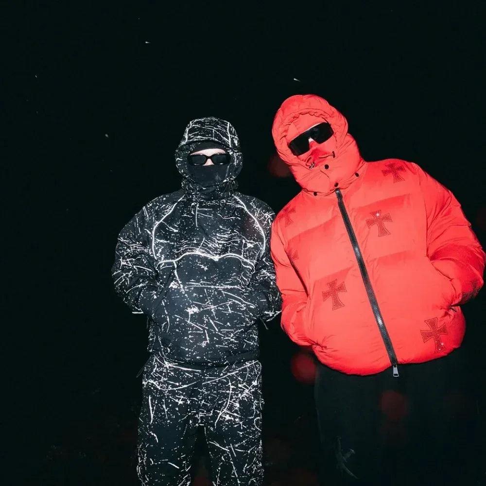 Cross Rhinestone Puffer Jacket - UNKNOWN LONDON - VENTURER