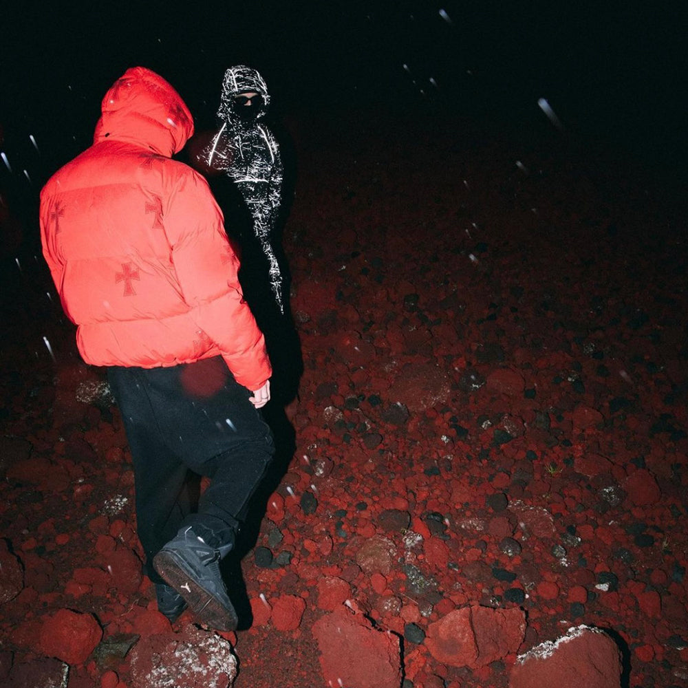 Cross Rhinestone Puffer Jacket