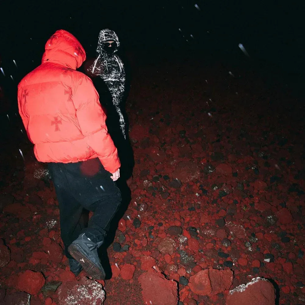 Cross Rhinestone Puffer Jacket - UNKNOWN LONDON - VENTURER