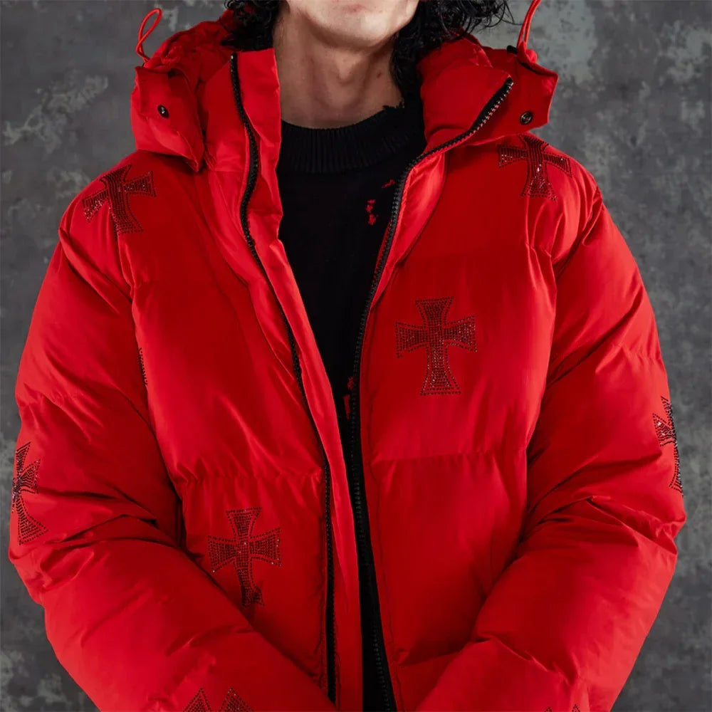Cross Rhinestone Puffer Jacket - UNKNOWN LONDON - VENTURER