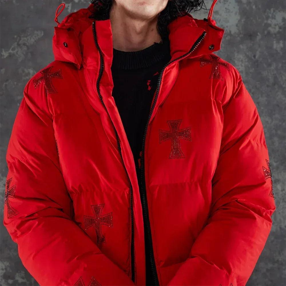 Cross Rhinestone Puffer Jacket - UNKNOWN LONDON - VENTURER
