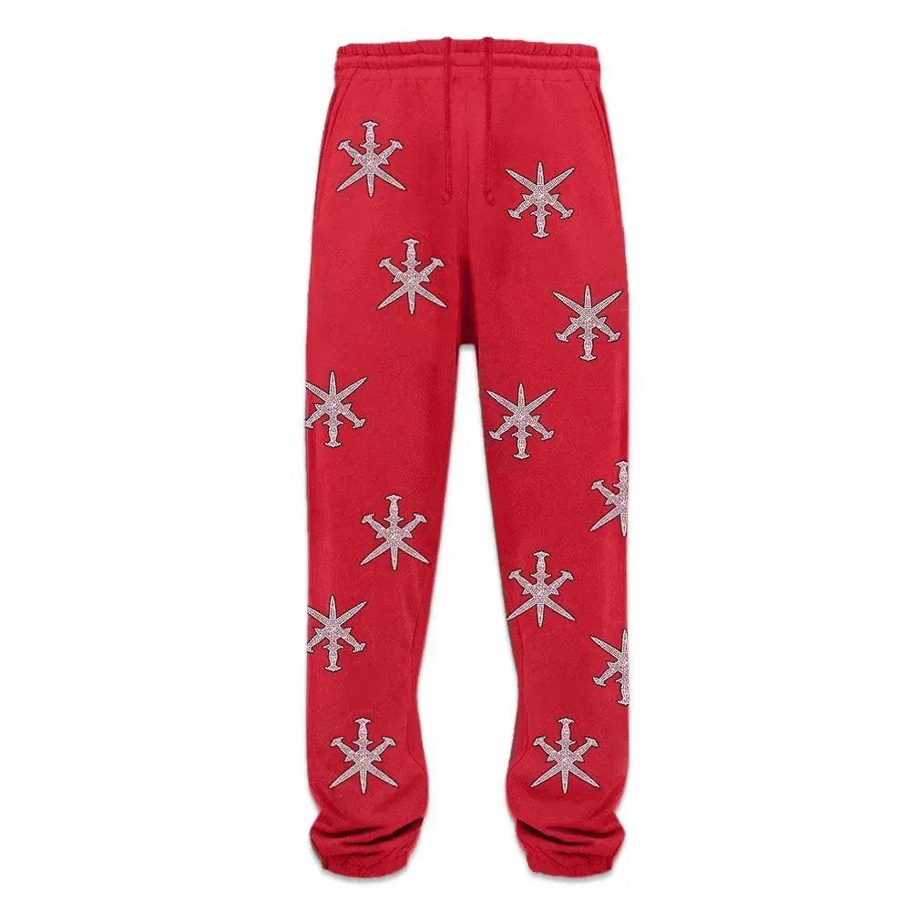 Black Outline Dagger Rhinestone Joggers - UNKNOWN LONDON - VENTURER
