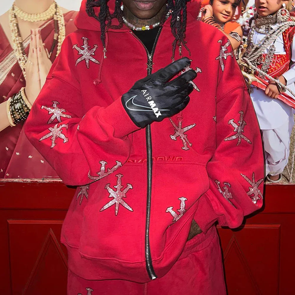 Black Outline Dagger Rhinestone Joggers - UNKNOWN LONDON - VENTURER