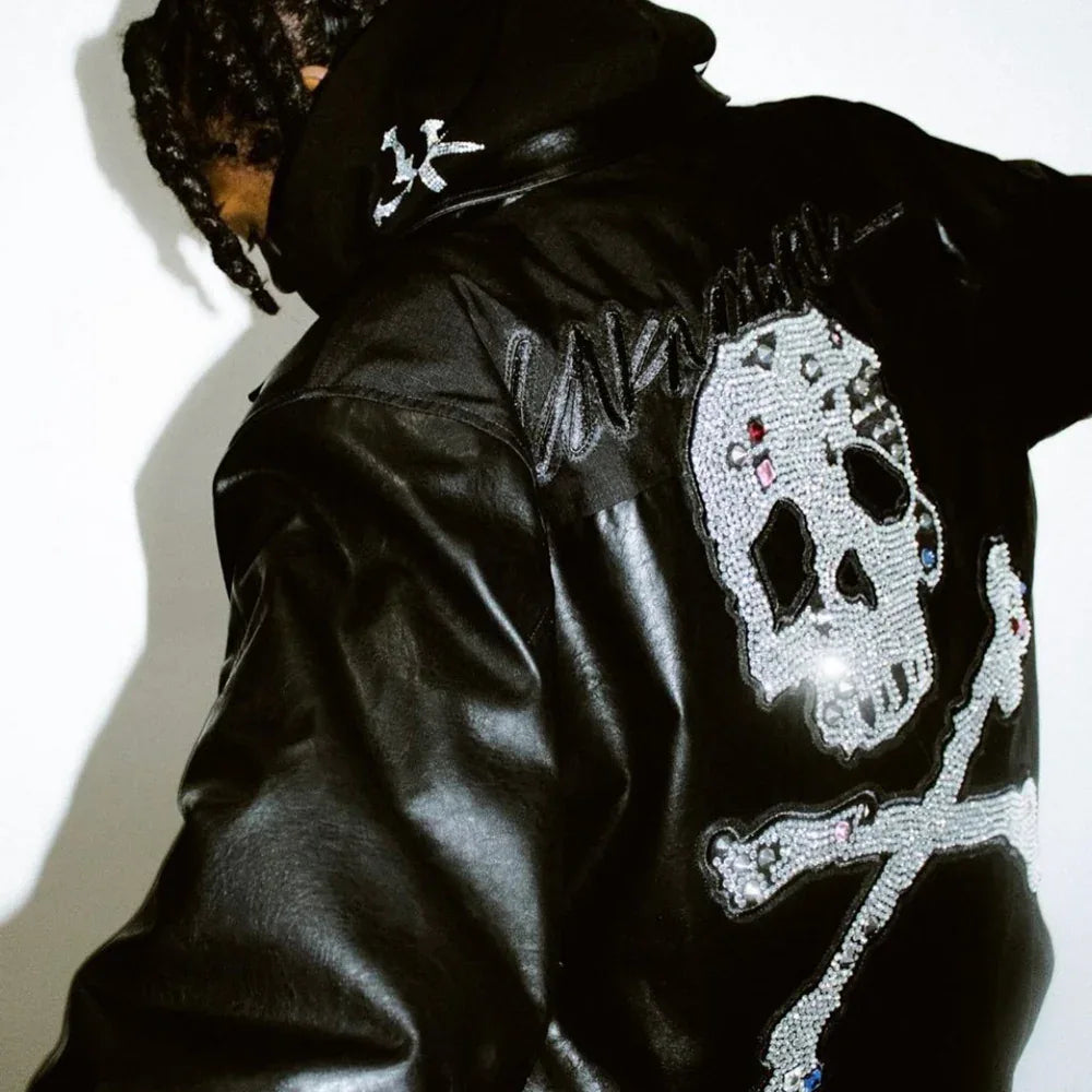 Jewel Skeleton Leather Jacket - UNKNOWN LONDON - VENTURER